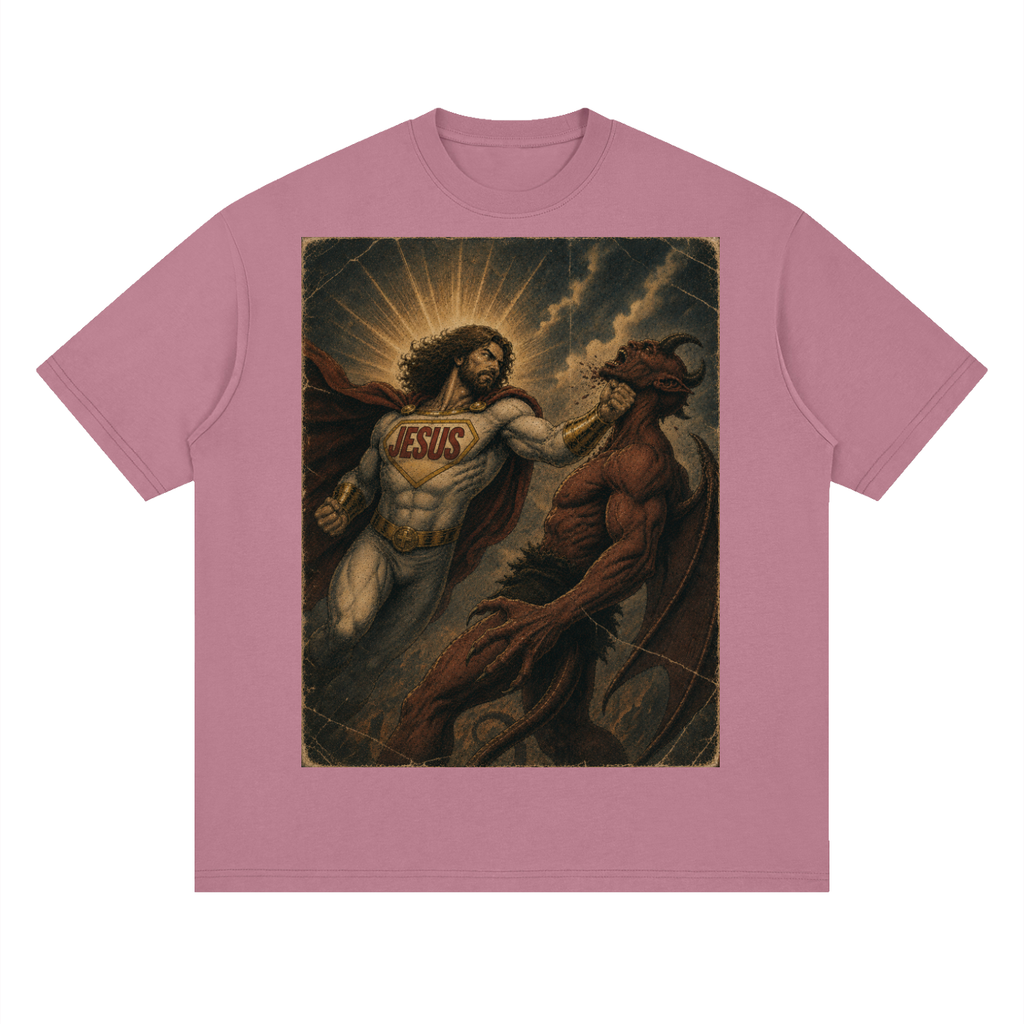 Jesus Heroic Upper Cut Streetwear Loose Drop Shoulder T-Shirt