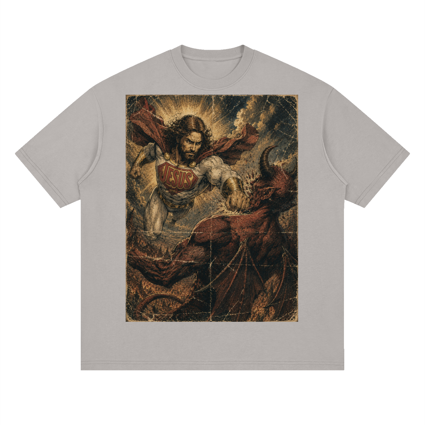 Jesus vs Satan Streetwear Loose Drop Shoulder