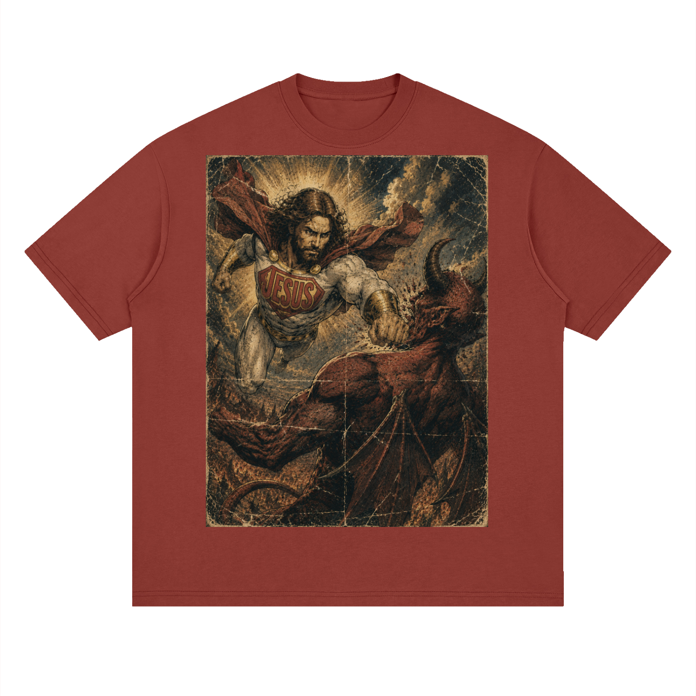 Jesus vs Satan Streetwear Loose Drop Shoulder